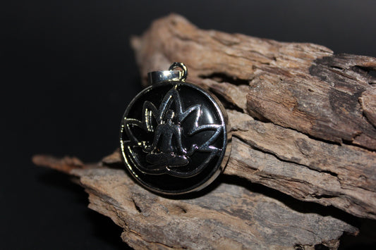 Pendant - Buddha/Lotus Flower - Onyx