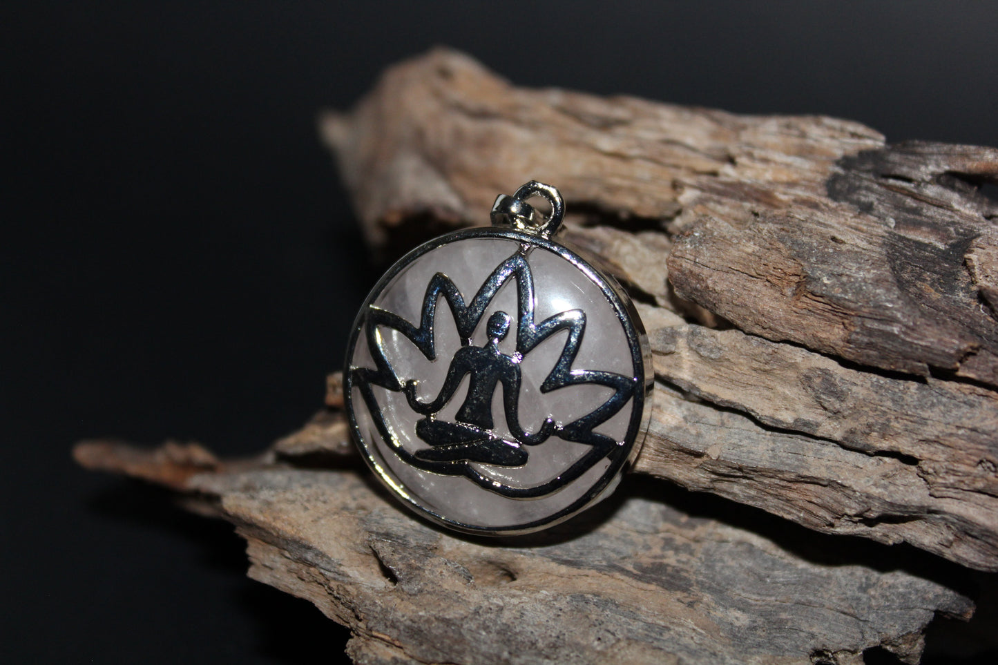 Pendant - Buddha/Lotus Flower - Rose Quartz