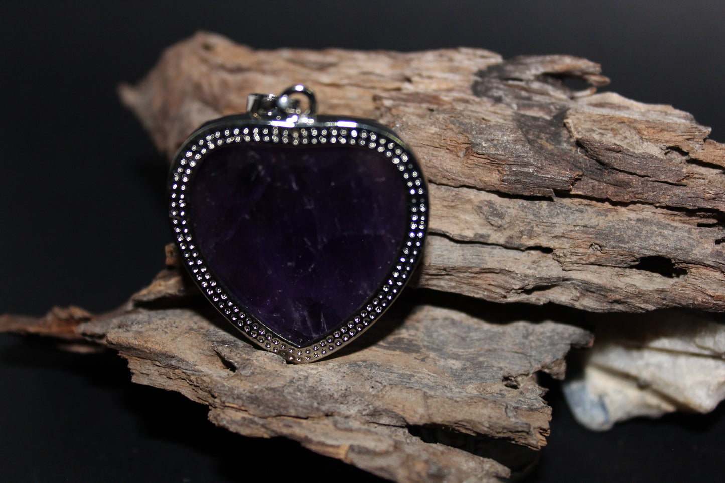 Pendant - Heart with Flowers - Amethyst