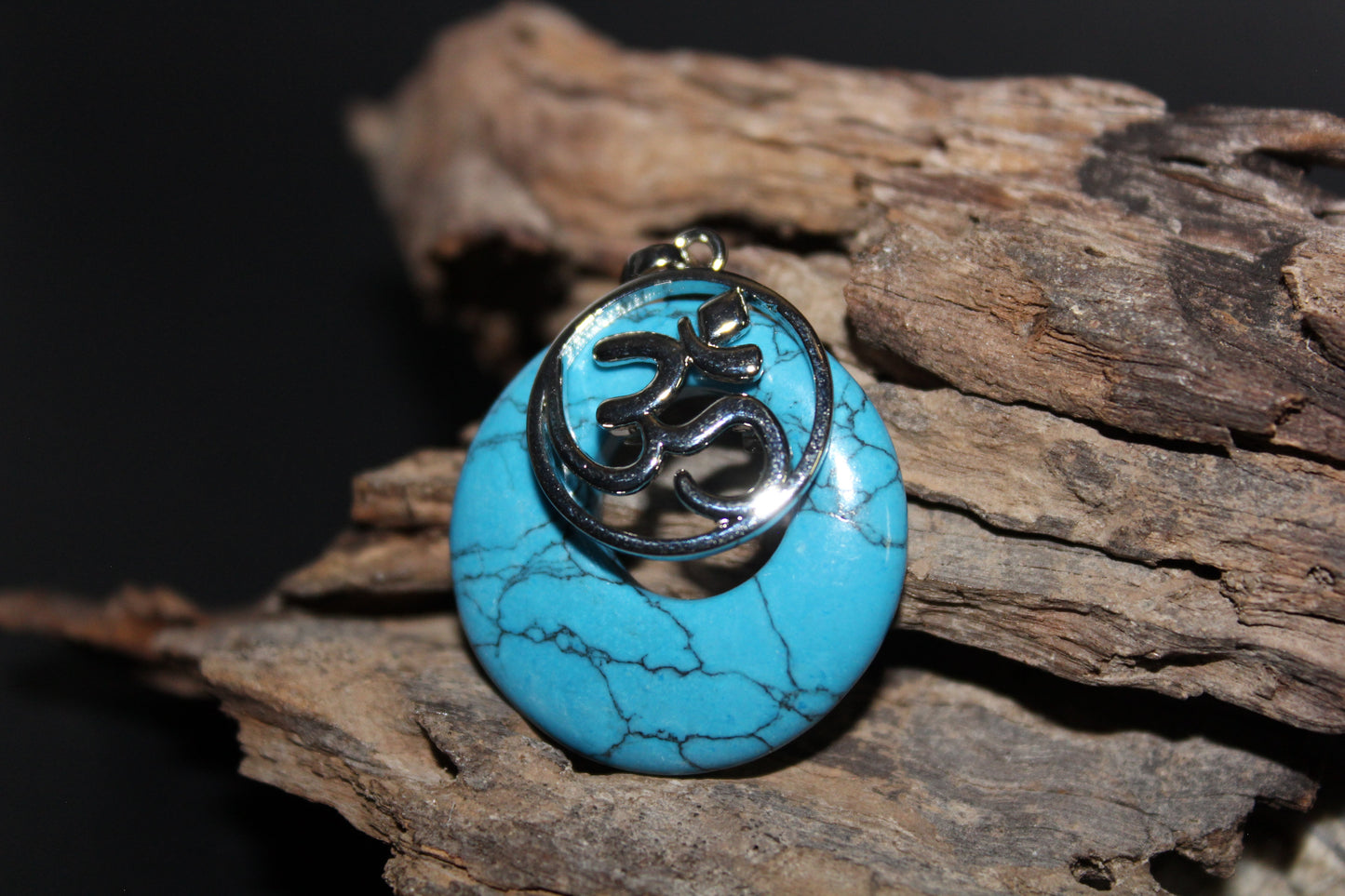Pendant - OM - Blue Howlite
