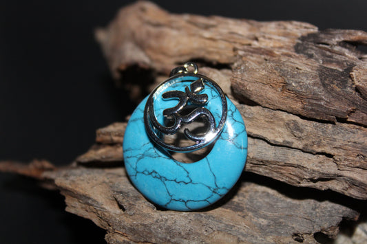 Pendant - OM - Blue Howlite