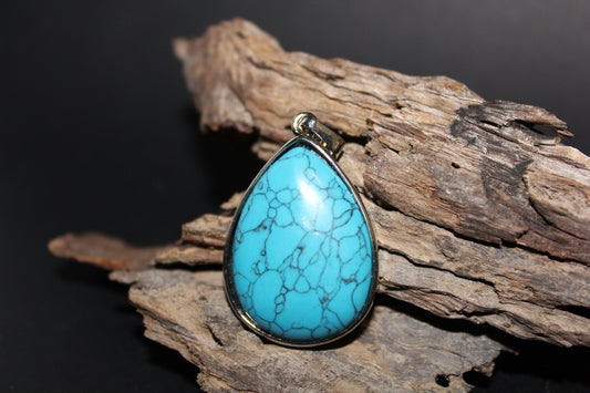 Pendant - Tear - Blue Howlite