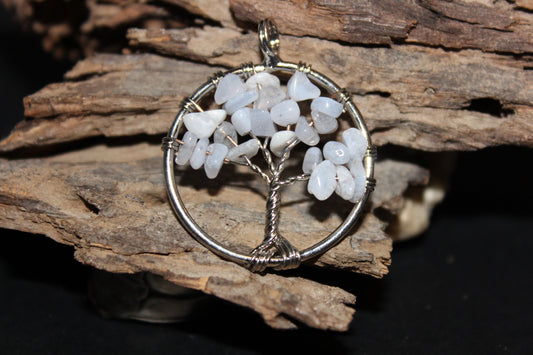 Pendant - Tree of Life - Blue Lace Agate