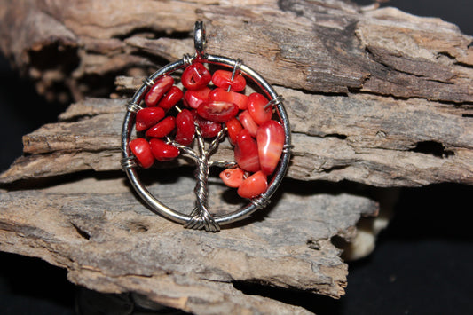 Pendant - Tree of Life - Red Coral