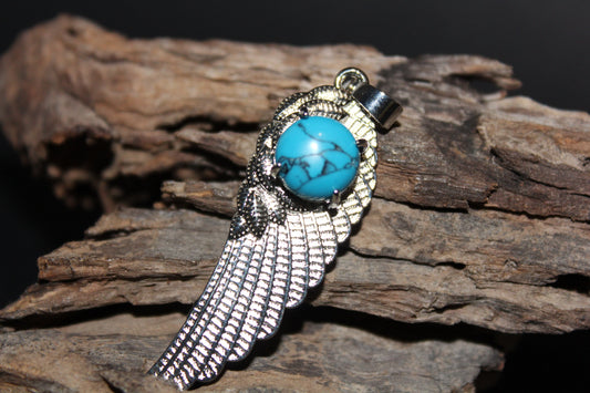 Pendant - Angel Wing - Blue Howlite
