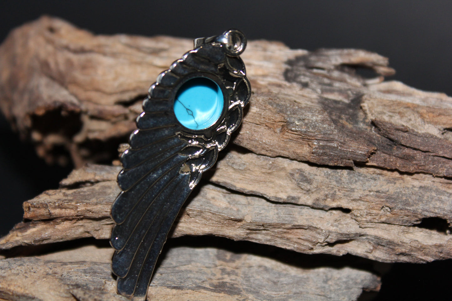Pendant - Angel Wing - Blue Howlite