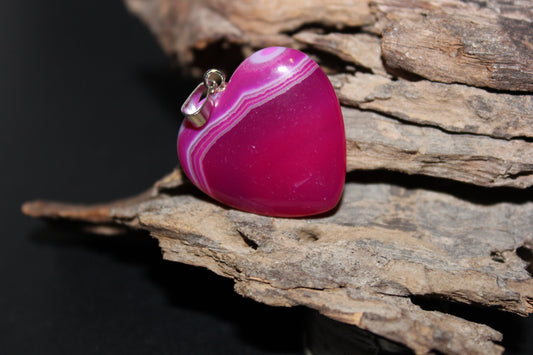 Pendant - Heart - Agate (Pink) - med
