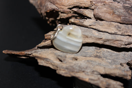 Pendant - Heart - Banded Agate - xsml