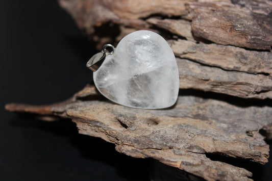 Pendant - Heart - Clear Quartz - med