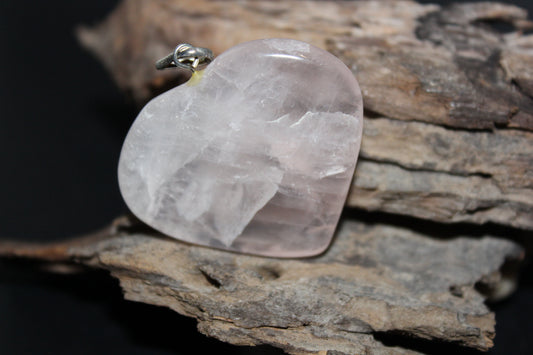 Pendant - Heart - Rose Quartz - lge