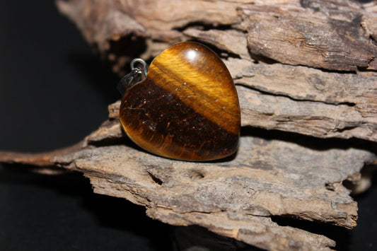 Pendant - Heart - Tiger Eye - med
