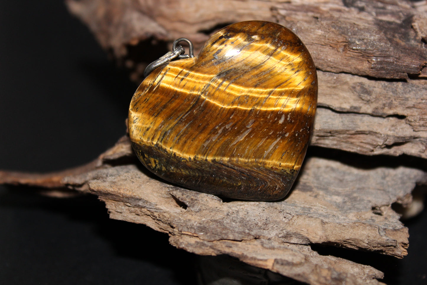 Pendant - Heart - Tiger Eye - lge