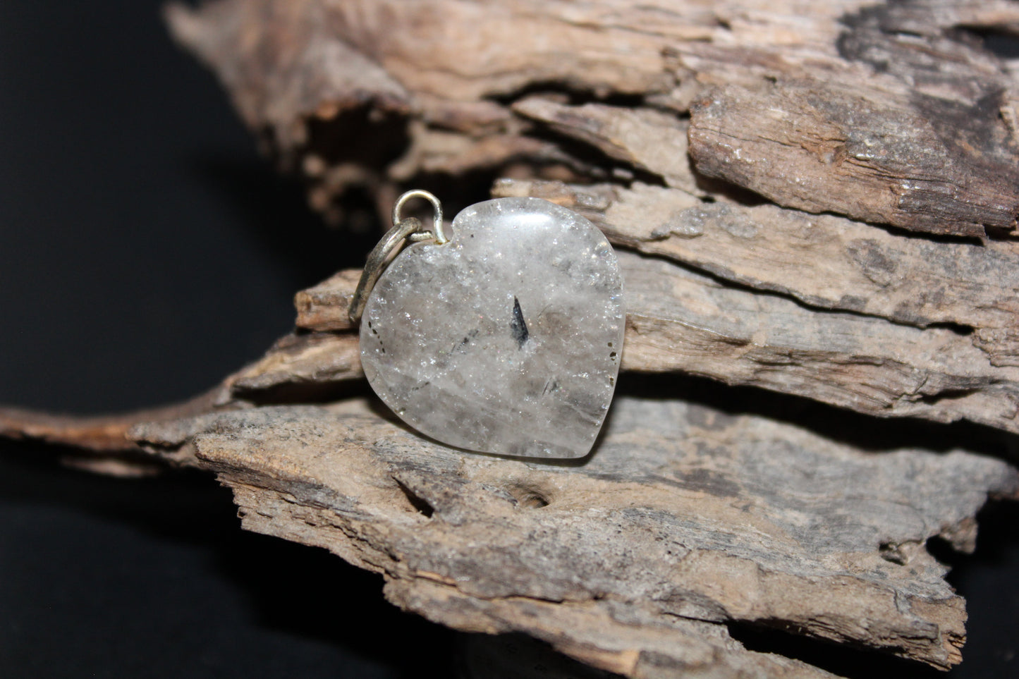 Pendant - Heart - Tourmalinated Quartz - xsml