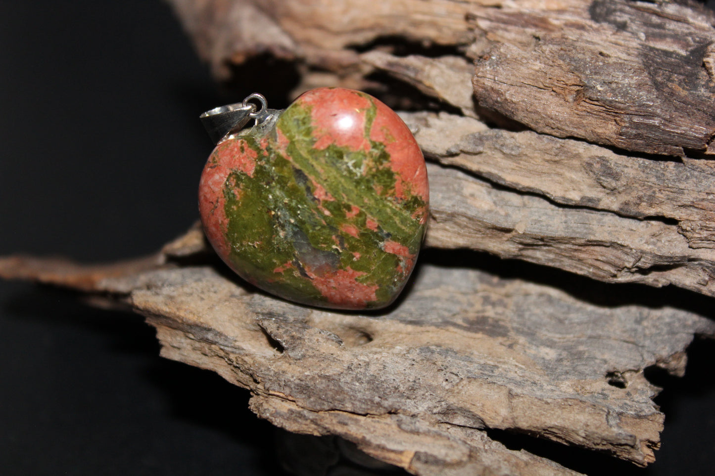 Pendant - Heart - Unakite - med