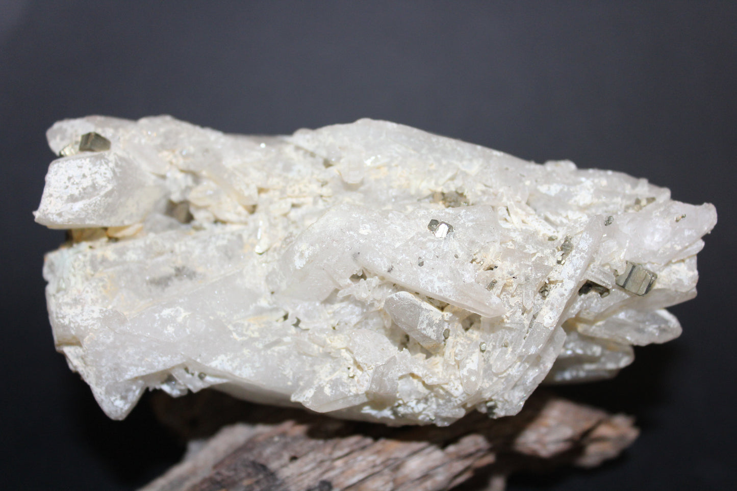 Raw - Pyrite (on Clear Quartz matrix) - lge