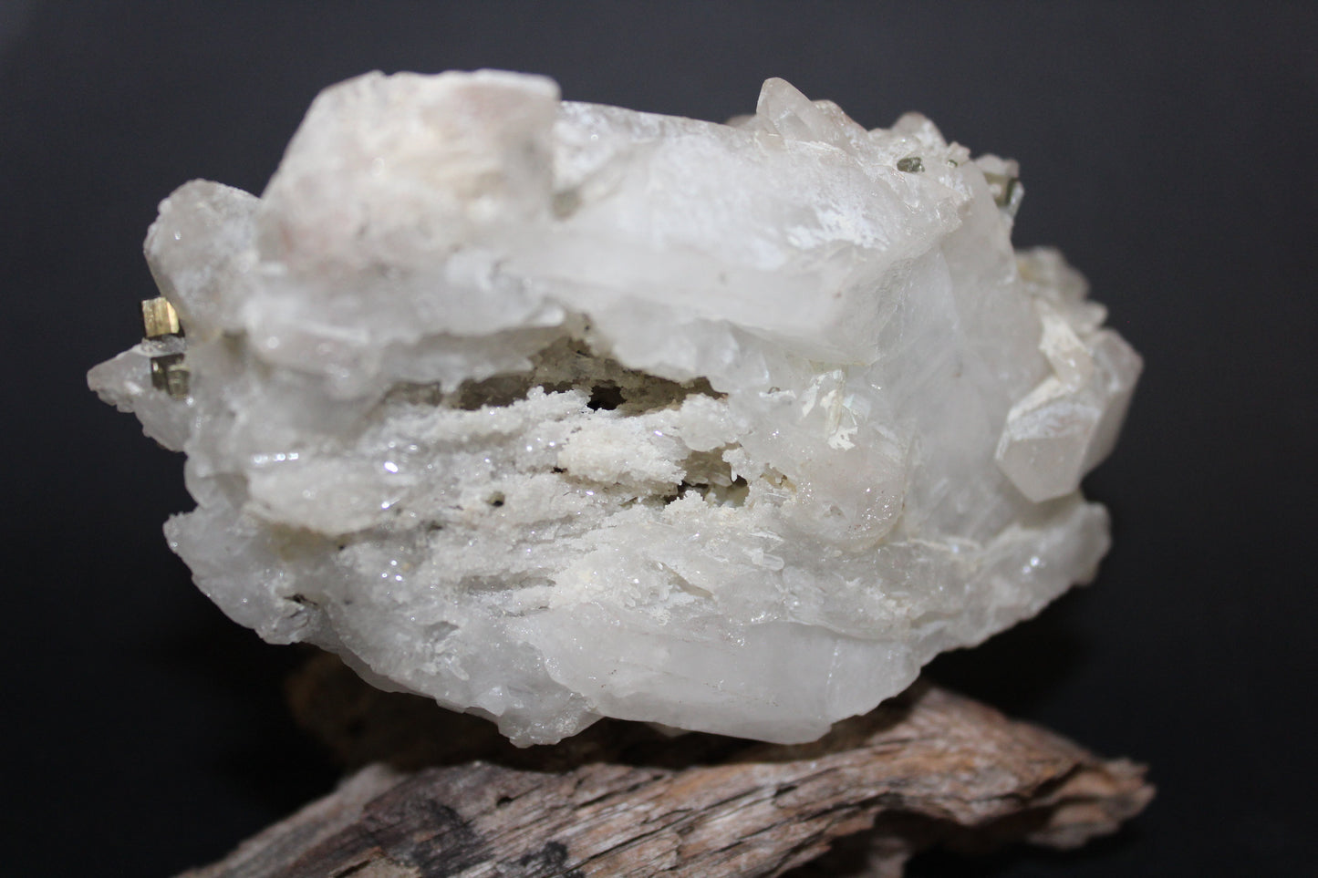 Raw - Pyrite (on Clear Quartz matrix) - lge