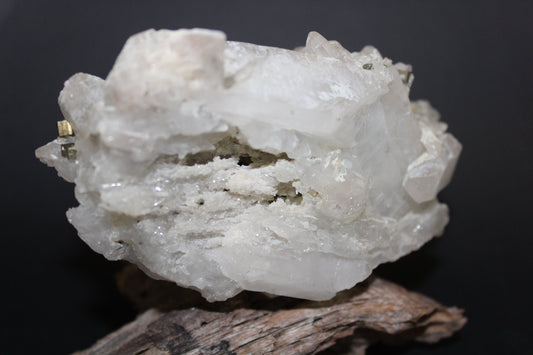 Raw - Pyrite (on Clear Quartz matrix) - lge