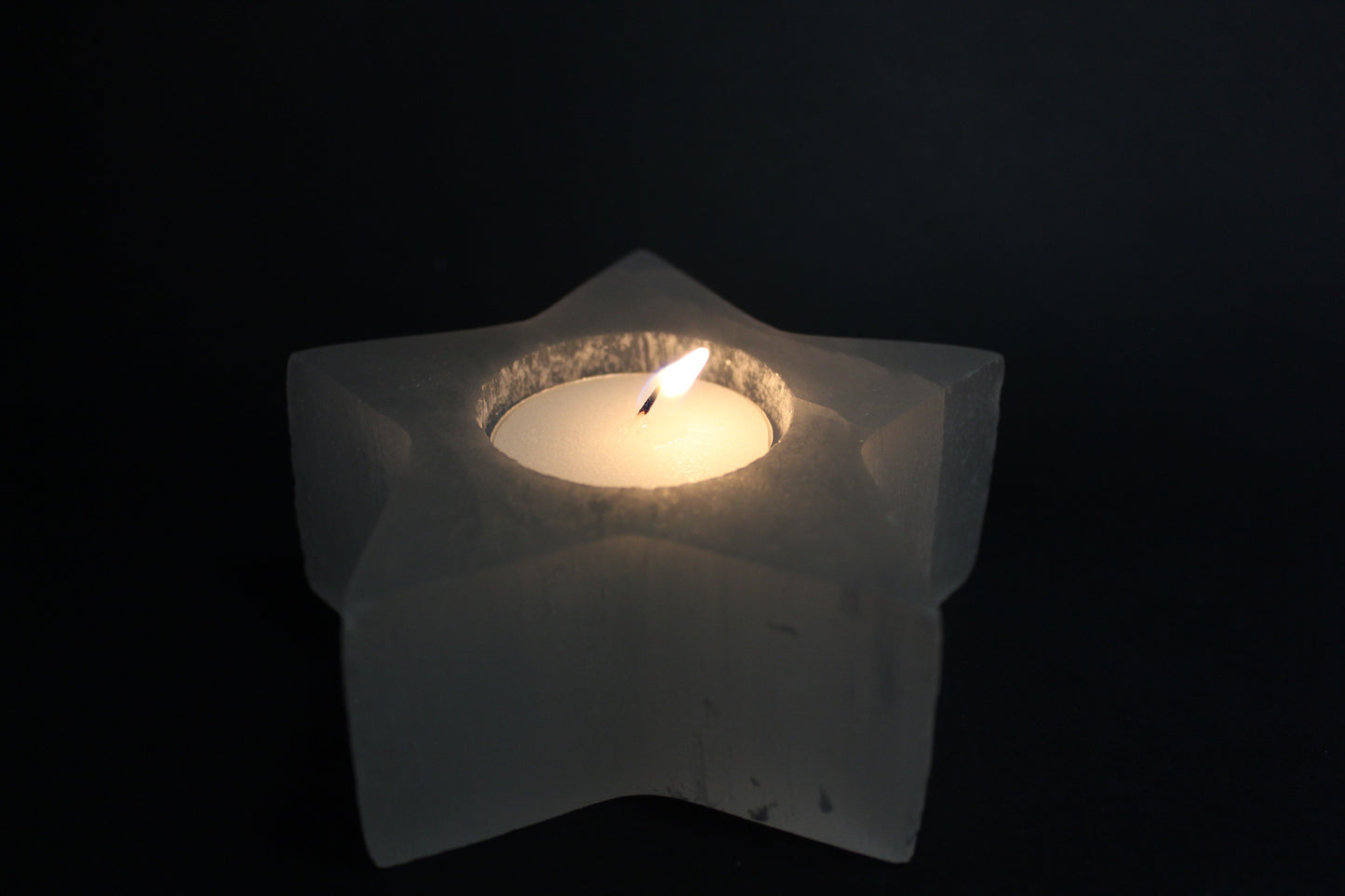 Carved - Selenite - Candle Holder (Star)