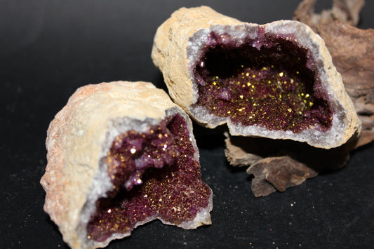 Geode - Clear Quartz (Purple/Green - dyed) - sml/med