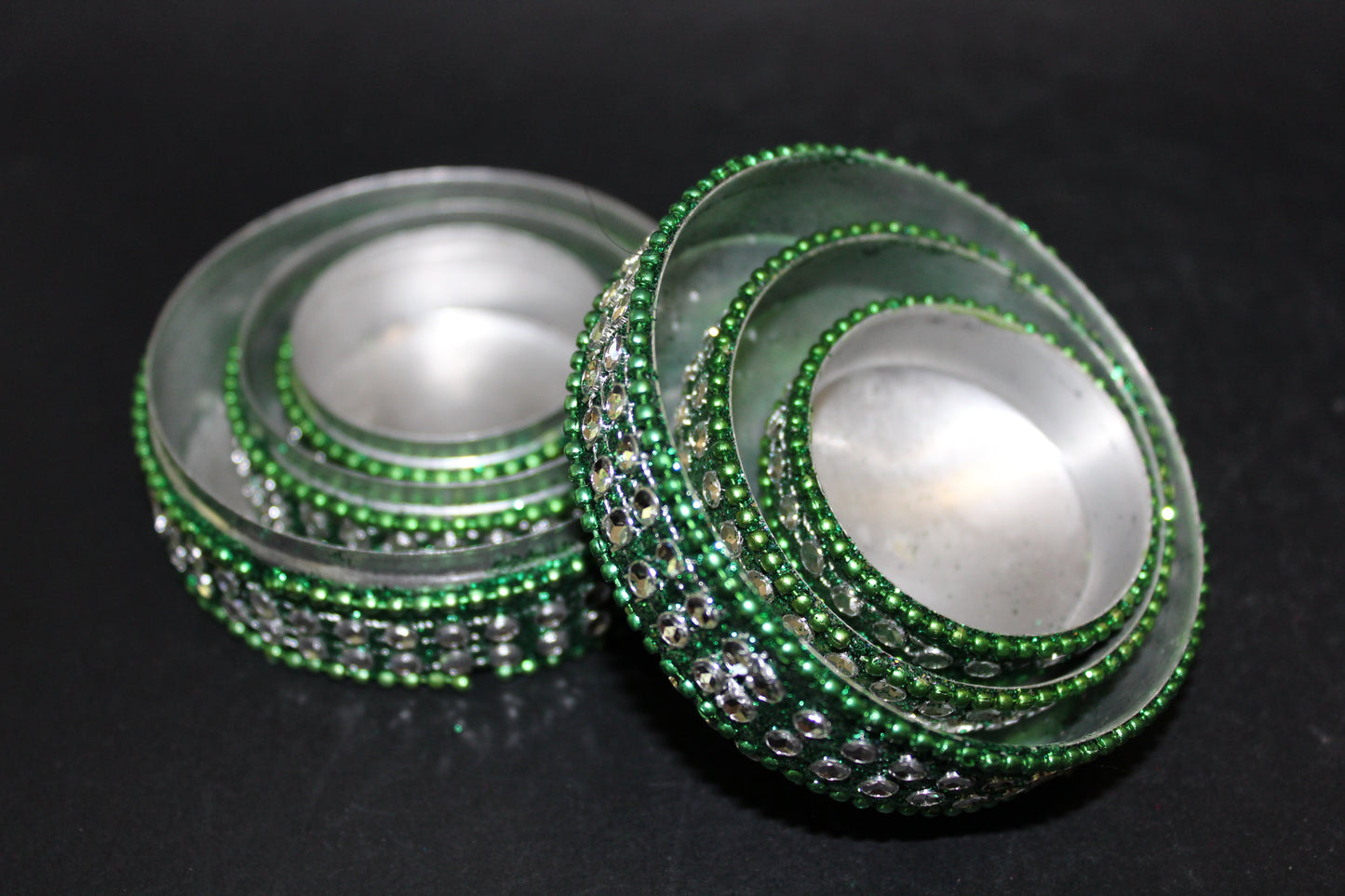 Box - set of 3 stacking pill boxes (metal/bling)