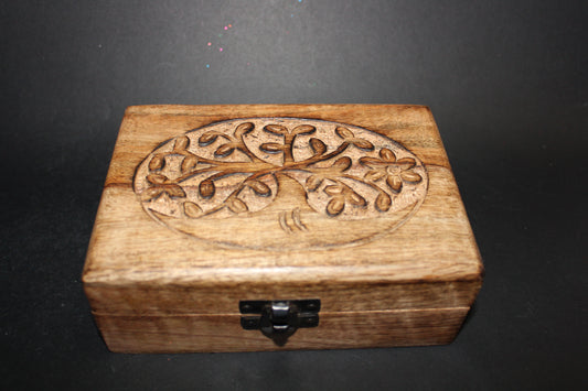 Box - carved timber - Tree of Life - med