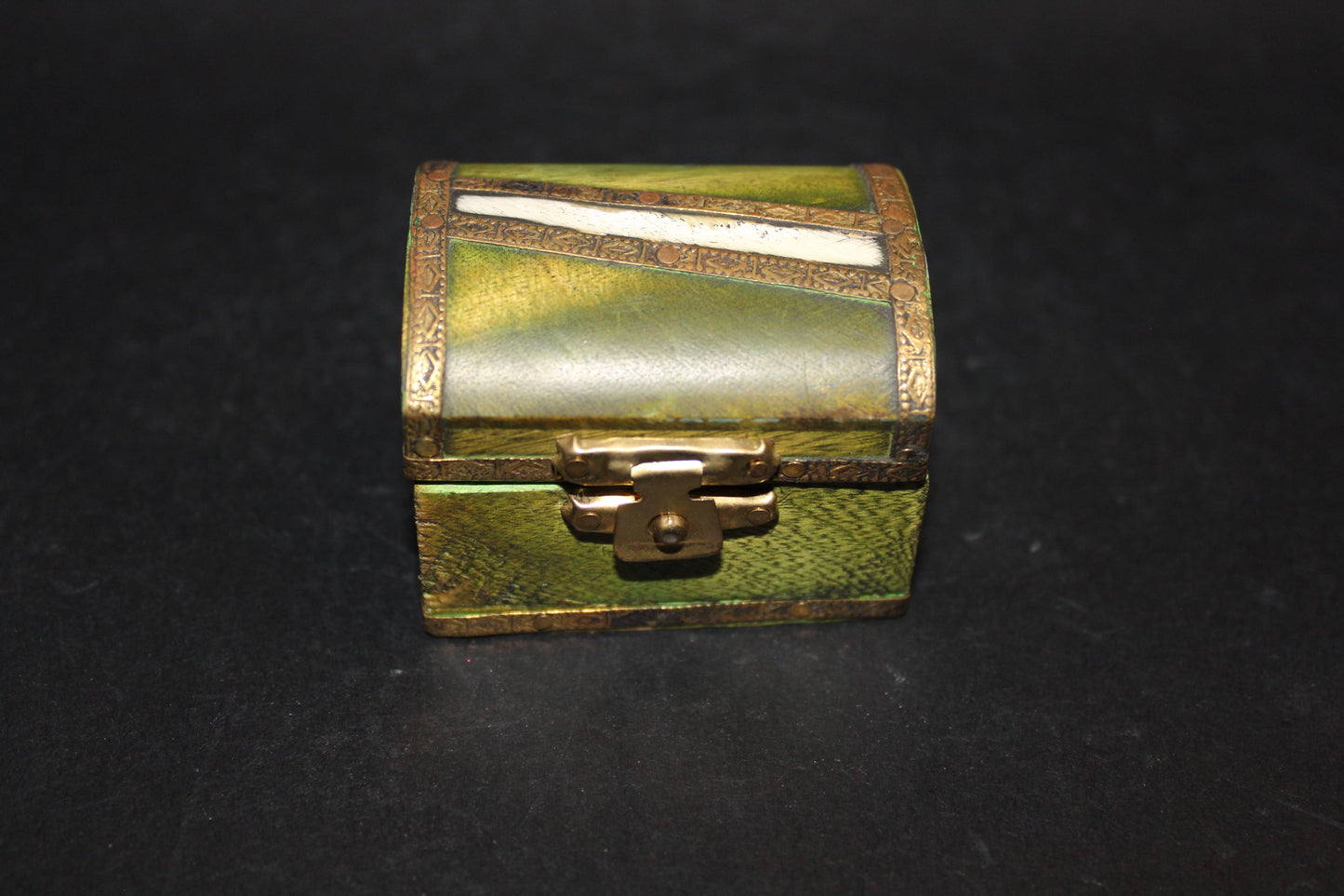 Box - timber - Treasure Chest with brass & shell inlay
