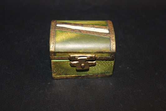 Box - timber - Treasure Chest with brass & shell inlay