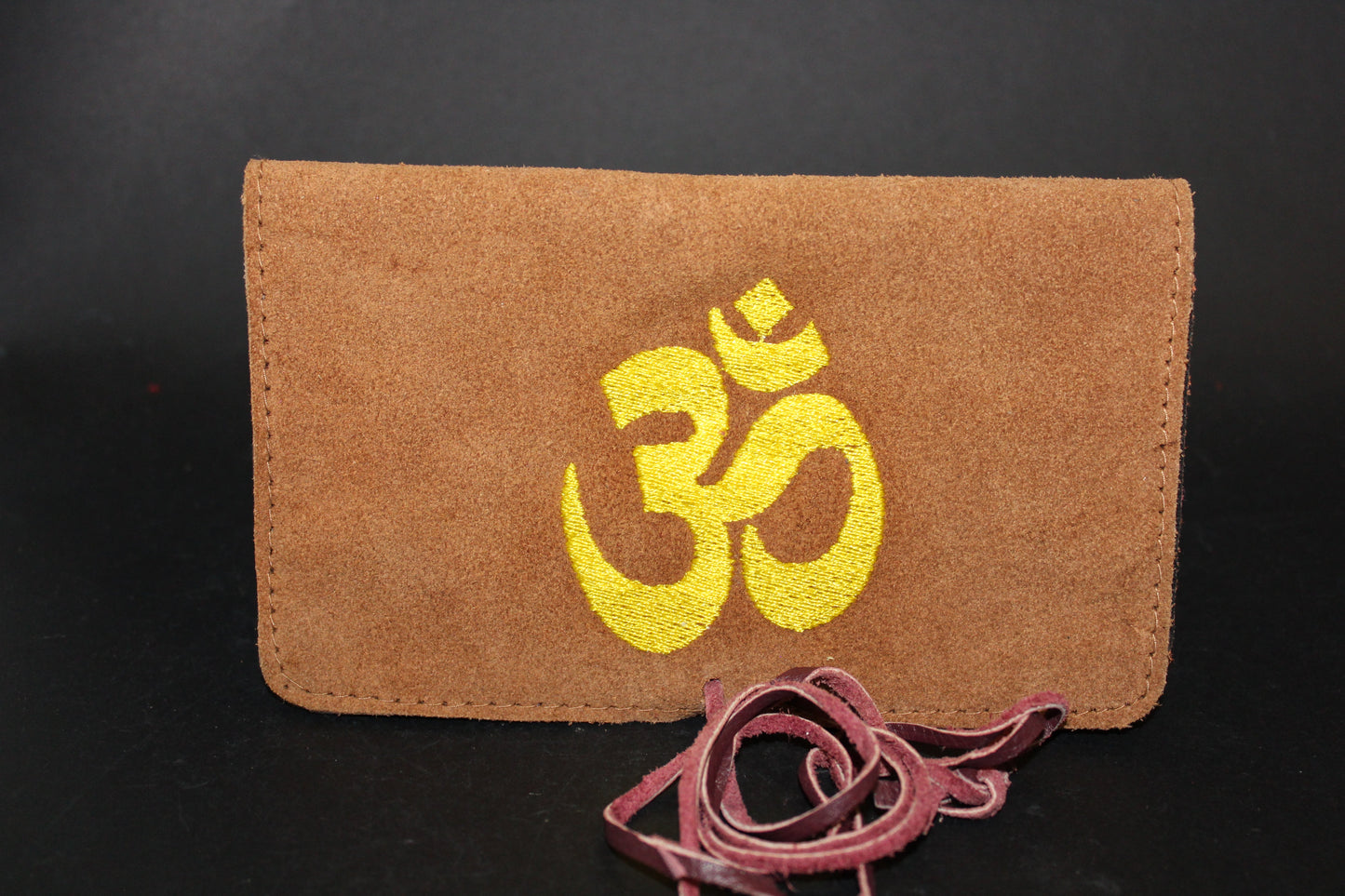 Wallet - suede leather - Tan/Orange (OM symbol)