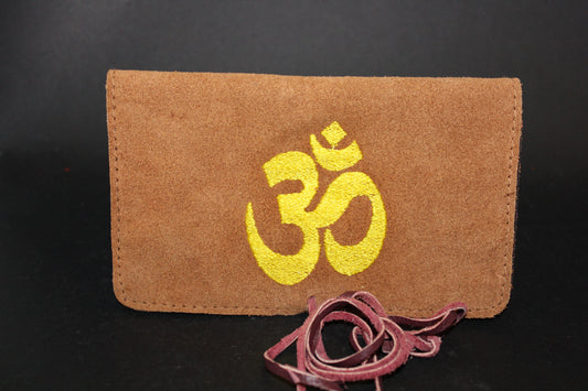 Wallet - suede leather - Tan/Orange (OM symbol)