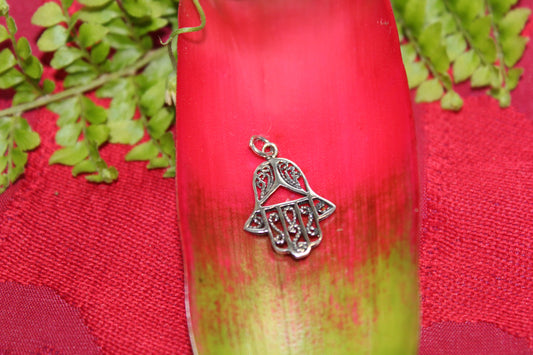 Pendant - S/S - Hand of Fatima (filigree) - sml
