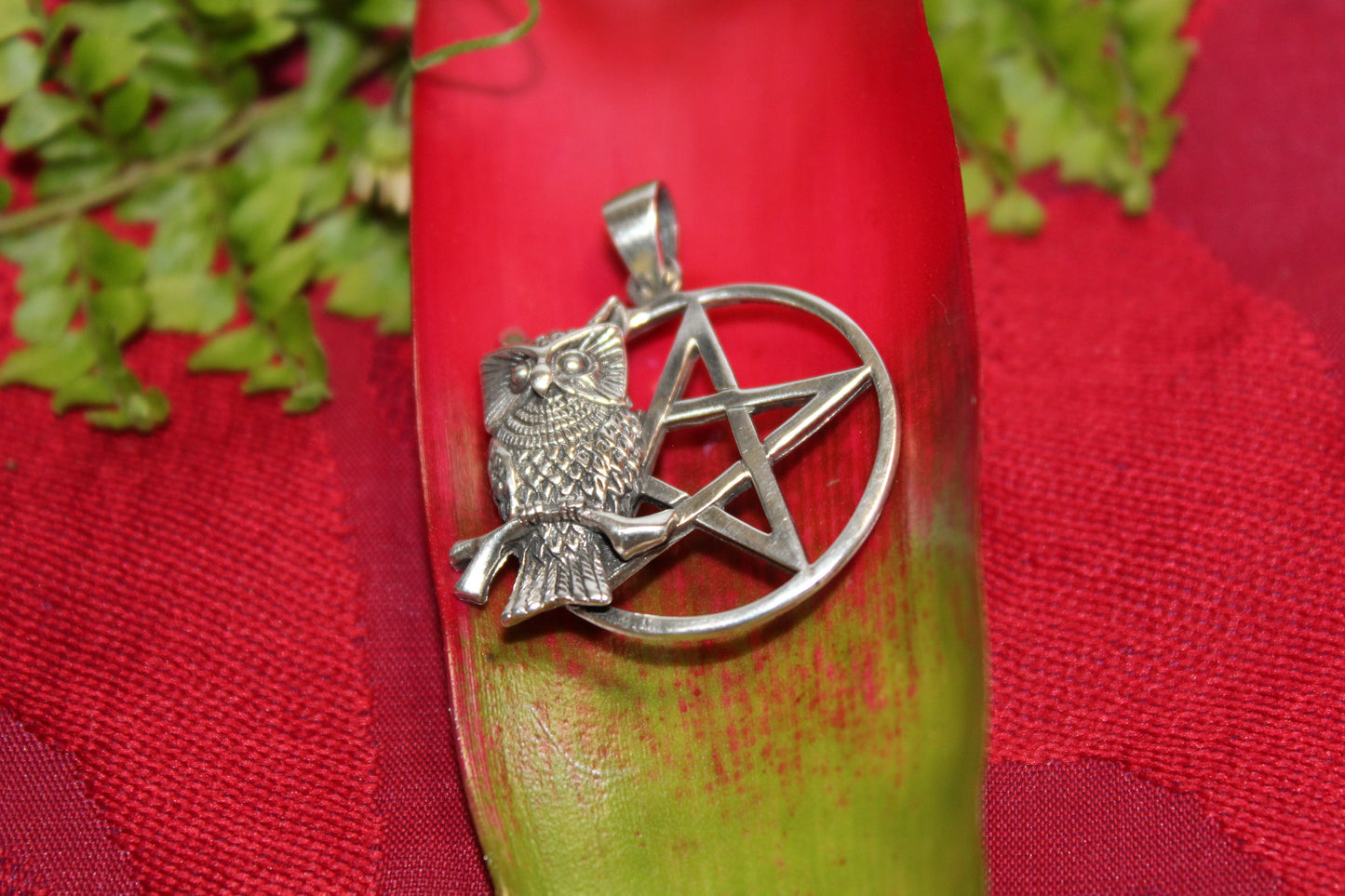 Pendant - S/S - Pentagram/Owl - lge