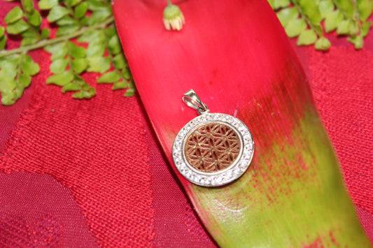 Pendant - S/S - Flower Of Life (with Rose Gold) - sml