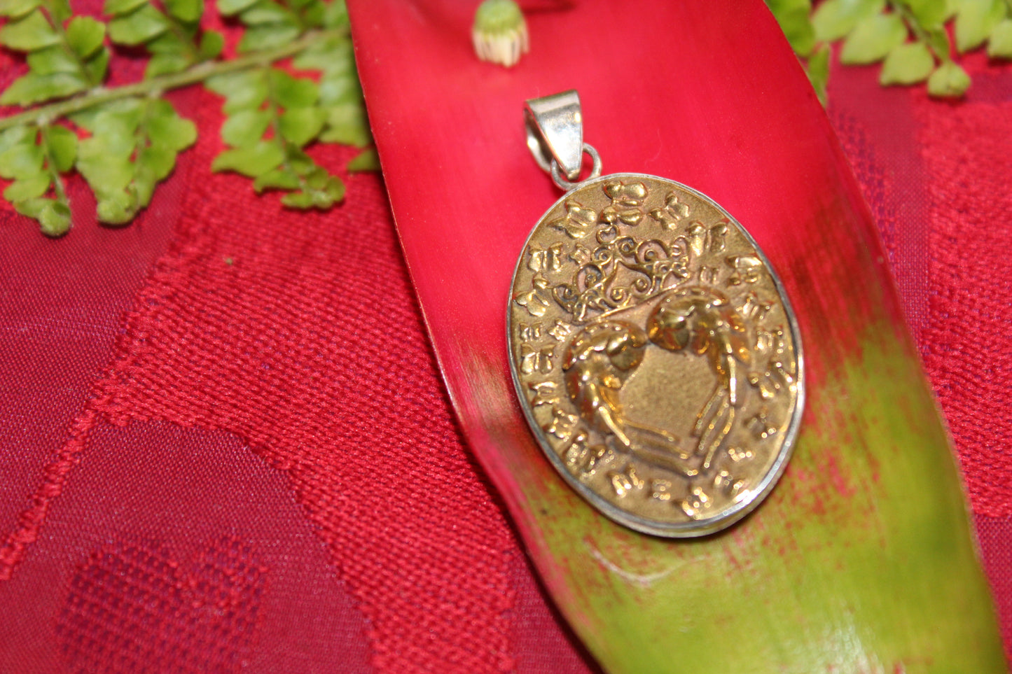 Pendant - Brass - Love Who You Are & Angel Wings - lge