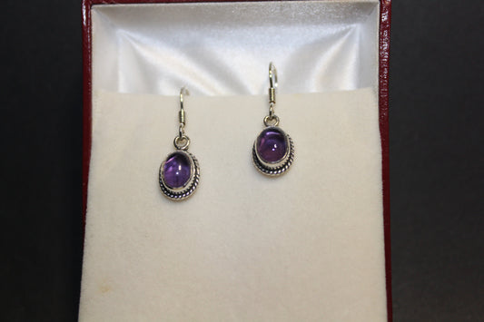 Earrings - Amethyst - oval