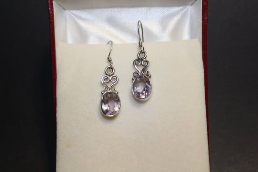 Earrings - Amethyst (faceted) - oval