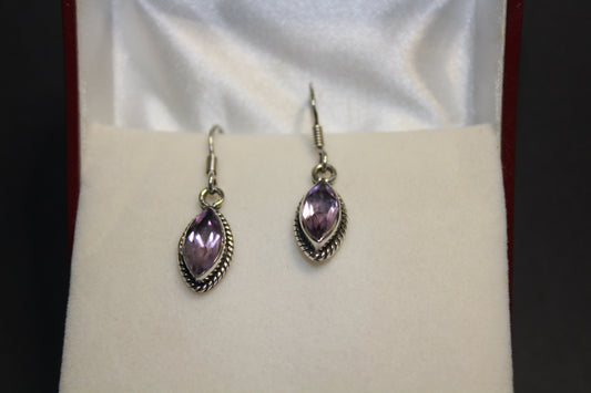 Earrings - Amethyst (faceted) - oval
