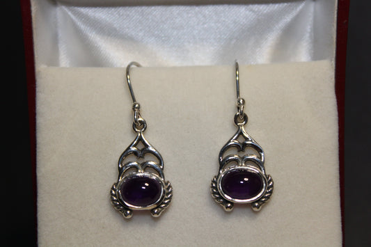 Earrings - Amethyst - oval
