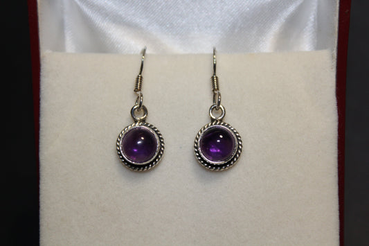 Earrings - Amethyst - round