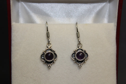 Earrings - Amethyst - round
