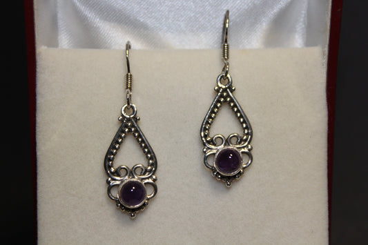 Earrings - Amethyst - round