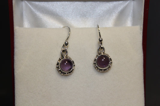 Earrings - Amethyst - round