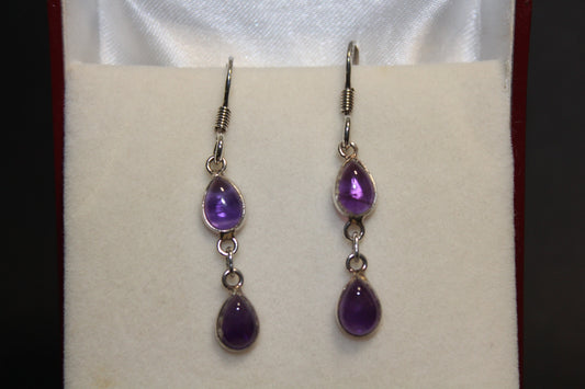 Earrings - Amethyst - 2 drops - tear