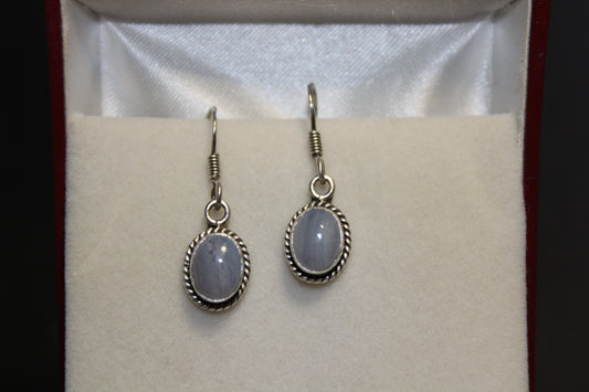 Earrings - Blue Lace Agate - oval