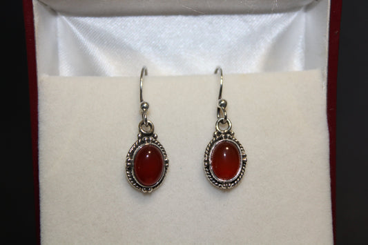 Earrings - Carnelian - oval