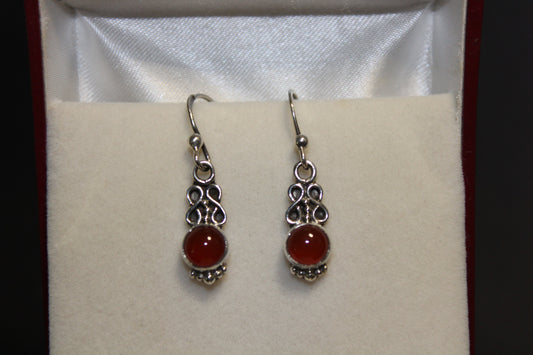 Earrings - Carnelian - round