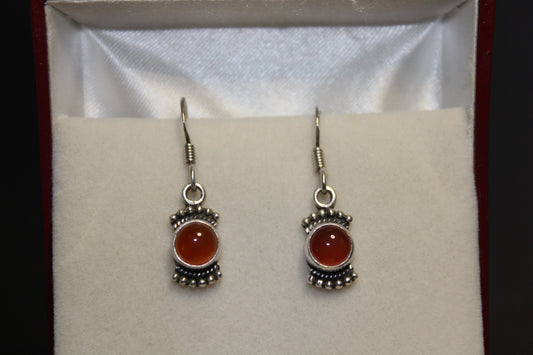 Earrings - Carnelian - round