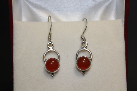 Earrings - Carnelian - round