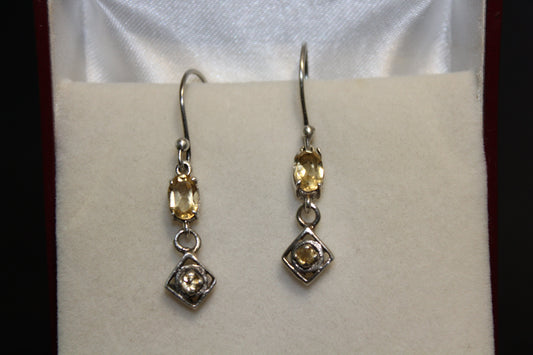 Earrings - Citrine - 2 drops - oval/round