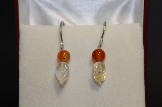 Earrings - Citrine/Carnelian - round/oval