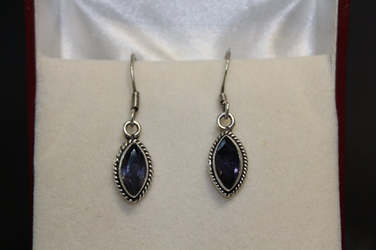 Earrings - Iolite (faceted)  - oval